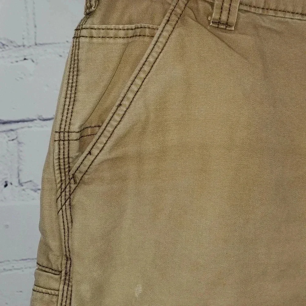 Carhartt Men's Cargo Shorts Size 36 Relaxed Fit Tan Flat Front Canvas Duck